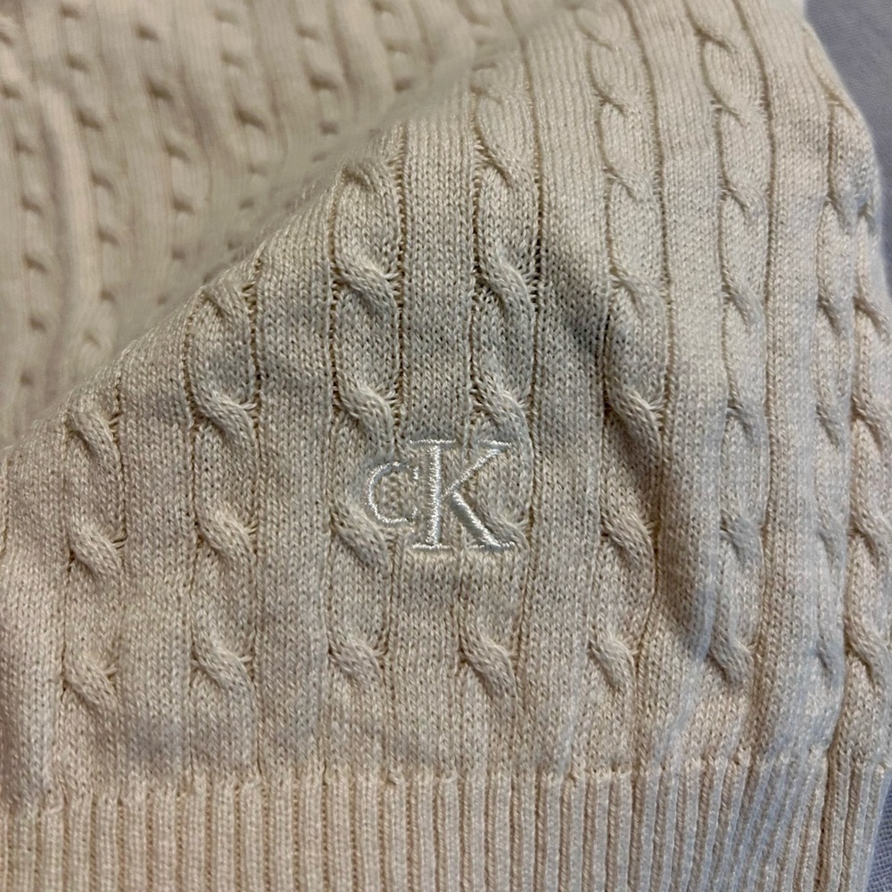 Calvin Klein Cotton Cream Cable-Knit Crew Sweater Sz XL NEW! - Picture 5 of 6
